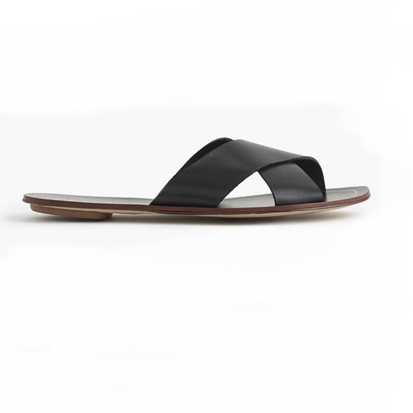 J Crew 7 Crossover Sandals leather Cyprus black - Picture 1 of 11